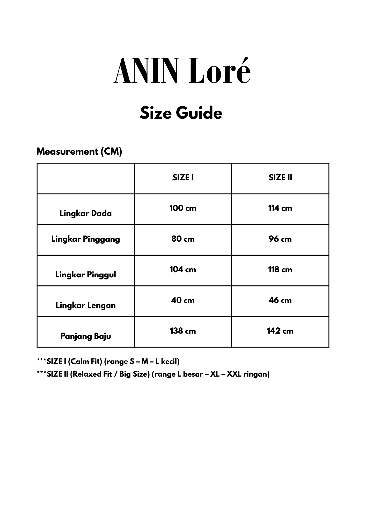 Size Guide